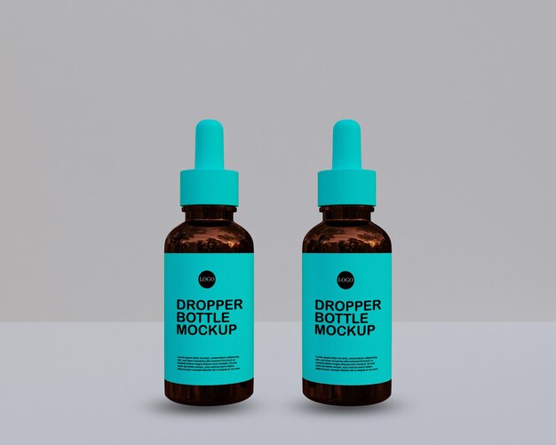 Amber glass realistic medicine bottle mockup