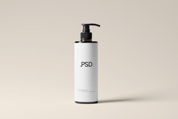 PSD amber glass slim pump bottle mockups with shadows