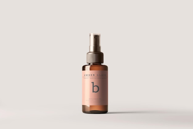 Amber Glass Spray Bottle Mockup