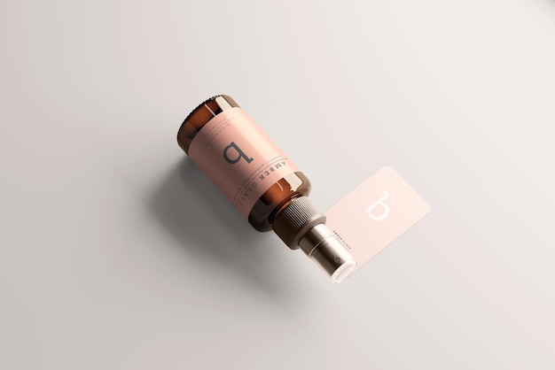 Amber glass spray bottles mockups