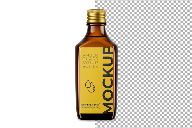 Amber Glass Syrup Bottle Mockup