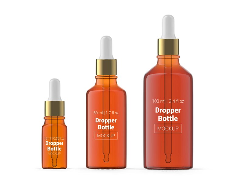 Amber glasses dropper set mockup