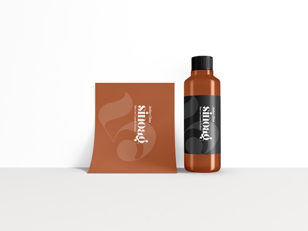 Amber glazen cosmetische fles mockup