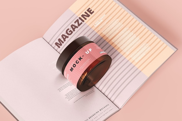 Amber glazen cosmetische pot Mockup