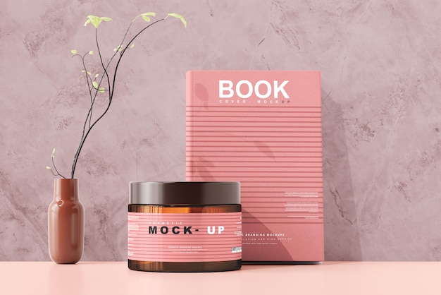 Amber glazen cosmetische pot mockup