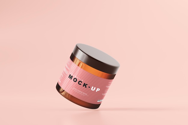 Amber glazen cosmetische pot mockup