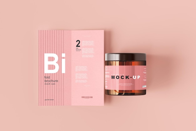 Amber glazen cosmetische pot mockup