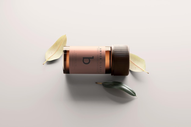 Amber glazen fles mockup