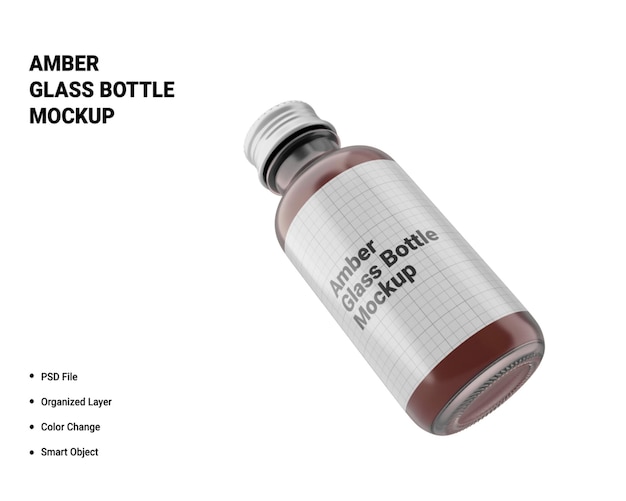 Amber glazen fles mockup