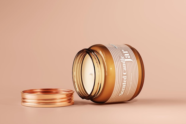 Amber glazen kaarspot mockup