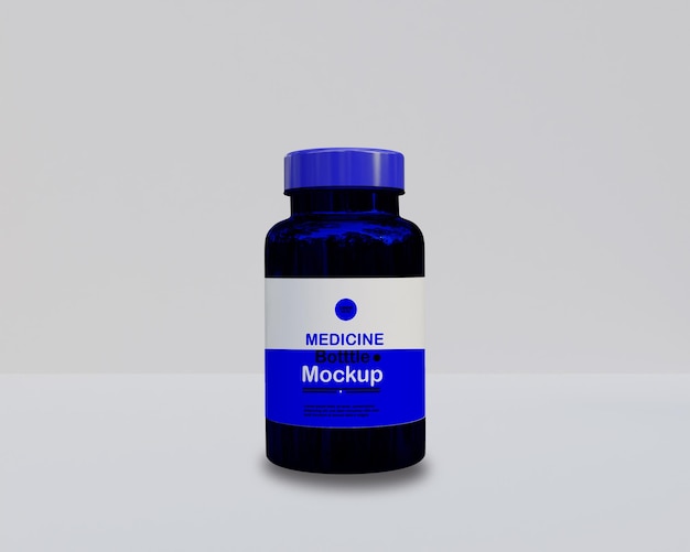 Amber glazen medicijnfles mockup 3d;