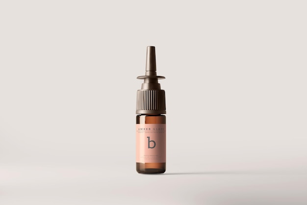 PSD amber glazen neusspray fles mockup