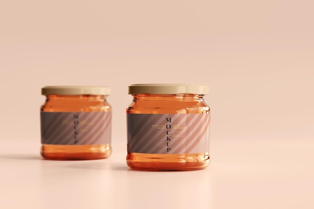 Amber glazen pot mockup