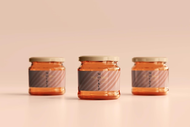 Amber glazen pot mockup