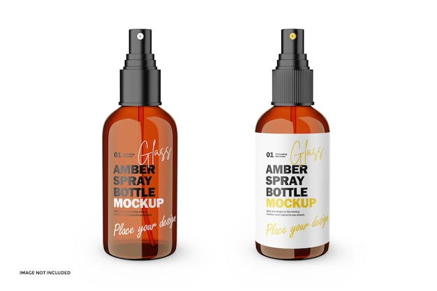 Amber glazen spuitfles met plastic deksel psd mockup