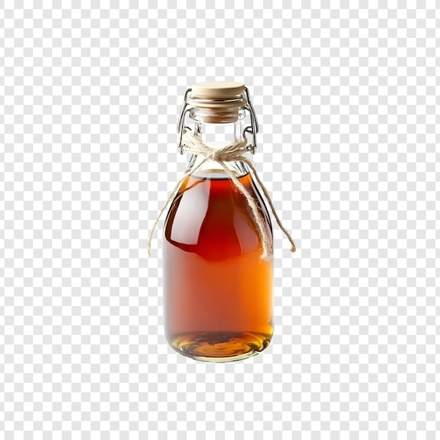 Amber Liquid in Glass Bottle isolated on transparent