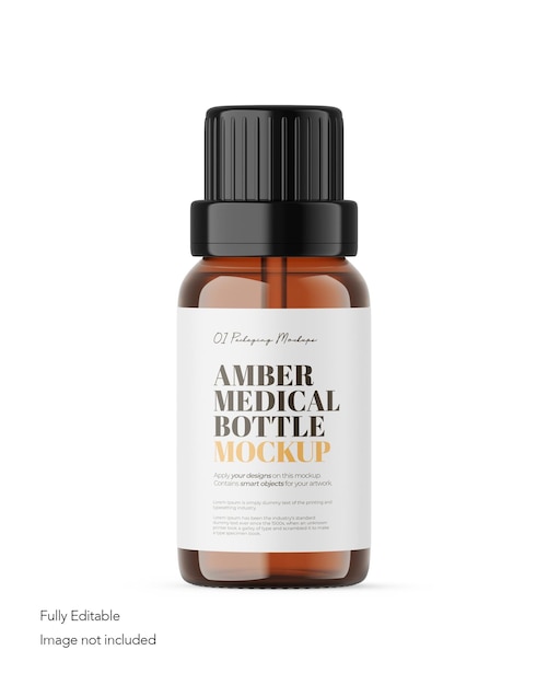 PSD amber medical bottle psd mockup