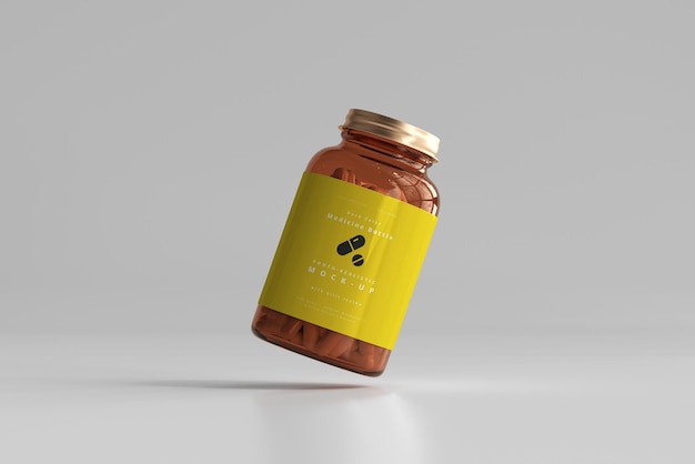 Amber medicine bottle mockup