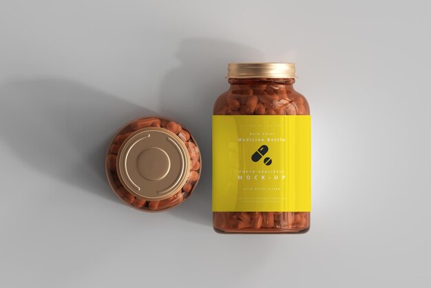 Amber medicine bottles mockup