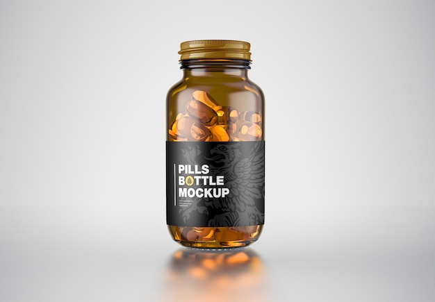 PSD amber pills bottle mockup