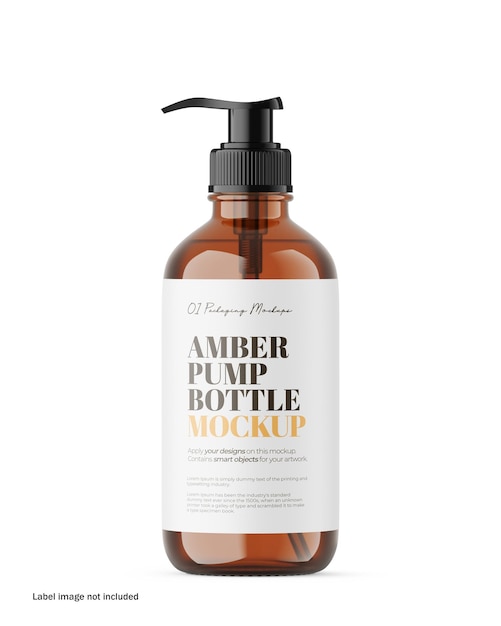 PSD amber soap pump bottle psd mockup