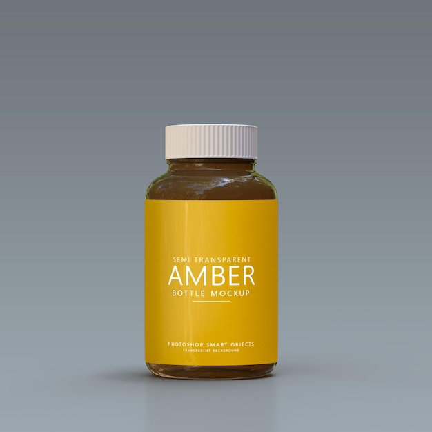 Amber supplement bottle PSD mockup