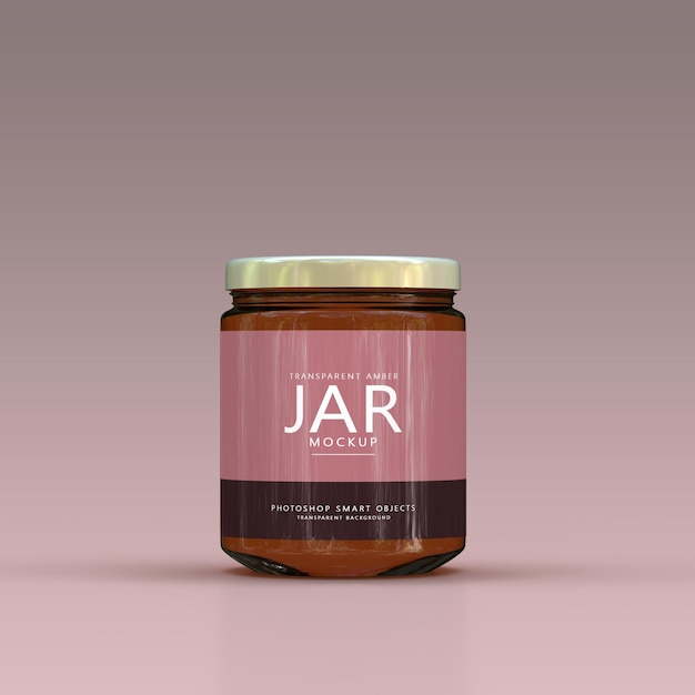 Amberkleurig glazen jampot label mockup