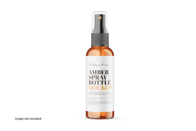 Amberkleurige glazen spuitfles met bewerkbaar plastic deksel PSD-model