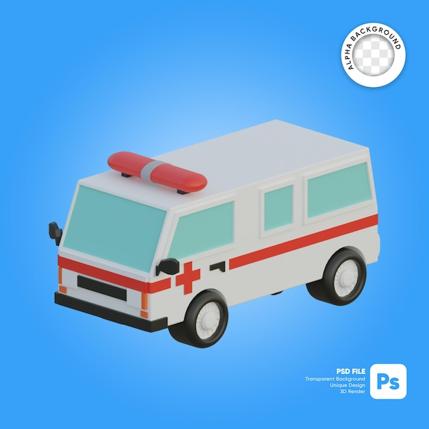 PSD ambulanza oggetto 3d isometrico