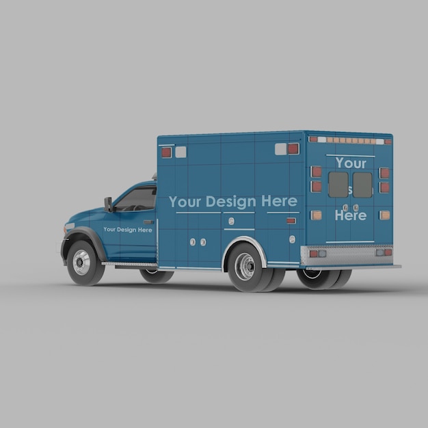 Ambulanza indietro metà vista laterale mockup isolato