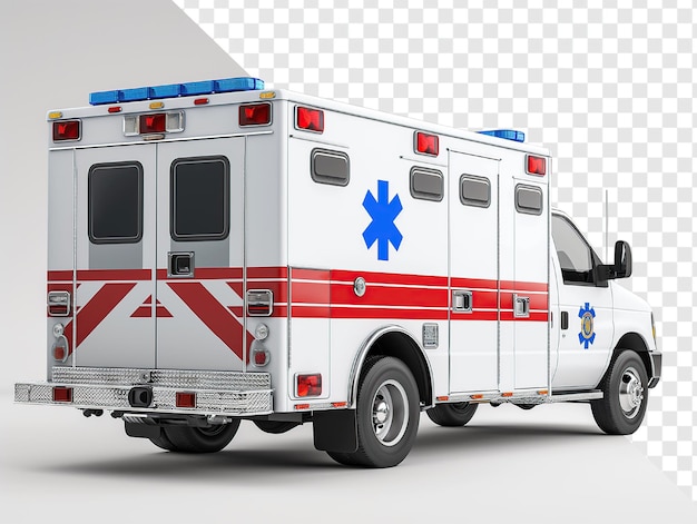 PSD ambulance back view on transparent background