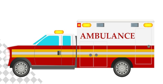 PSD ambulance car emergency medical service vehicle hospital car flat design ambulance isolated icon