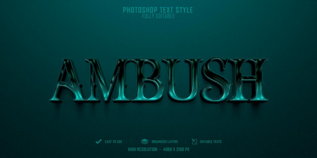 Ambush 3D Tekststijleffectsjabloon Premium Psd