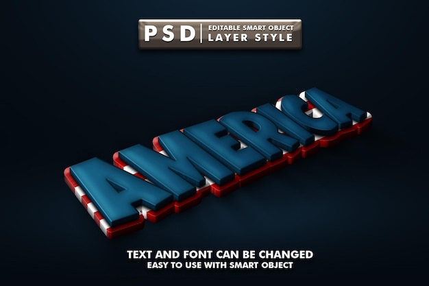 PSD america 3d text effect premium psd