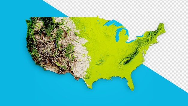 PSD アメリカの地図アメリカの3dイラストの3d浮き彫り地図