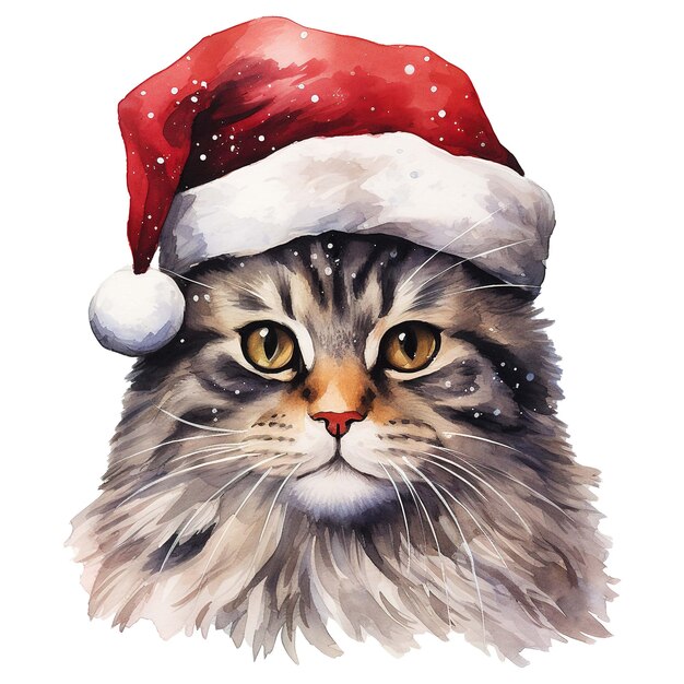 PSD american bobtail wearing a santa hat