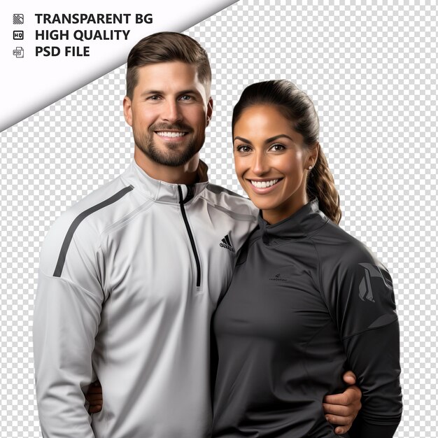 PSD american couple training ultra realistic style white back