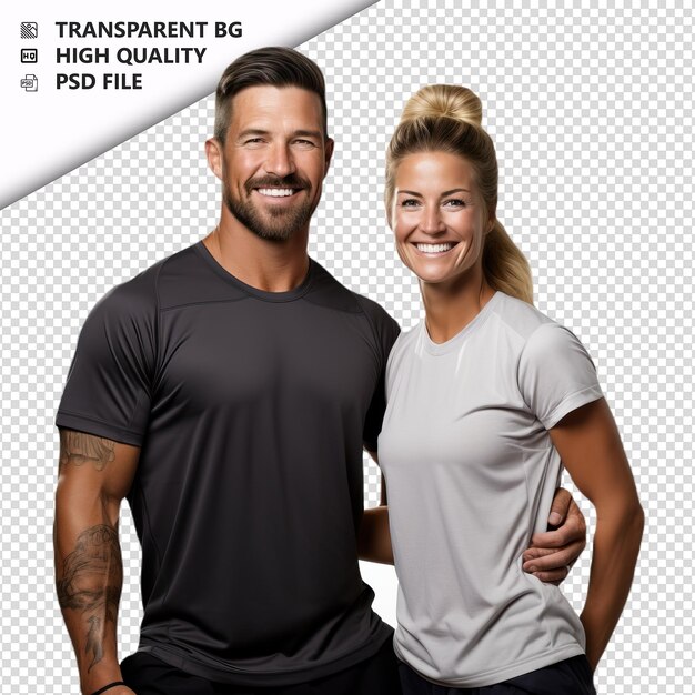 American couple training ultra realistic style white back