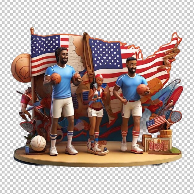 PSD illustrazione png della cultura e dello sport americano