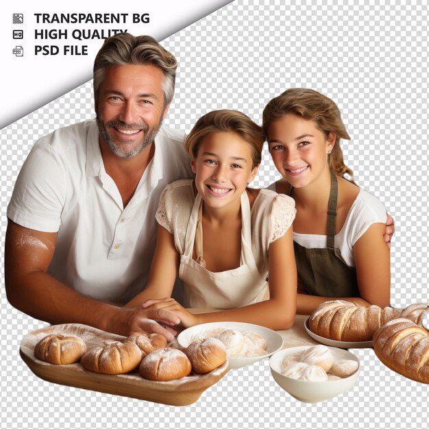 PSD american family baking ultra realistic style white backgr