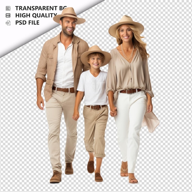 PSD american family exploring in stile ultra realistico a schiena bianca