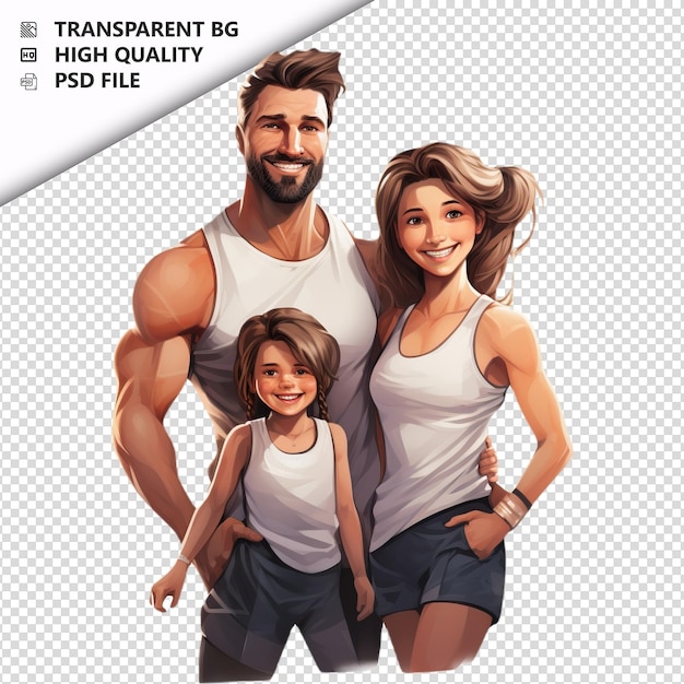 PSD american family gymming ultra realistic style white backg