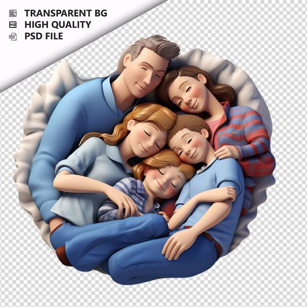 PSD american family napping 3d cartoon style na białym tle