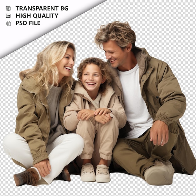 PSD american family relaxing ultra realistic style white back