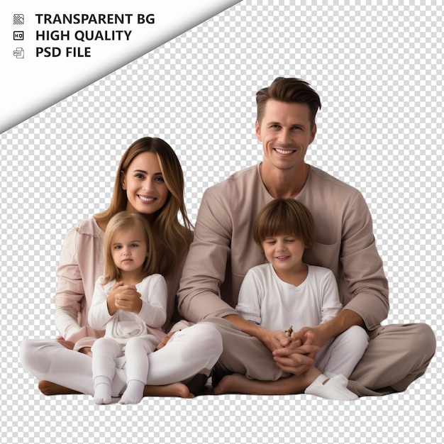 American family yoga ultra realistische stijl witte achtergrond