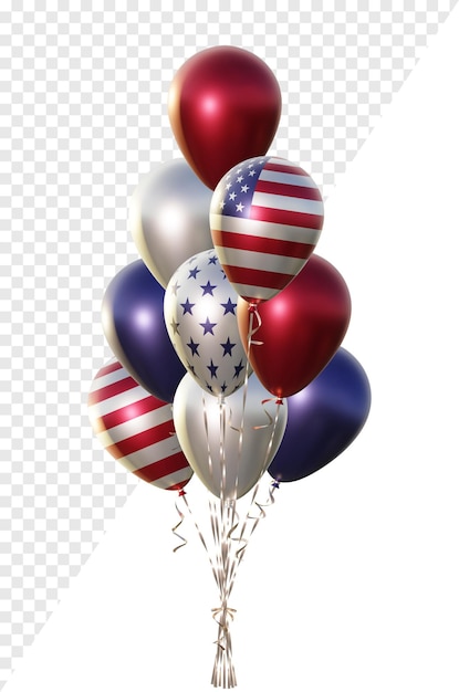 PSD Букет из воздушных шаров с американским флагом сша на 4 июля день флага 14 июня