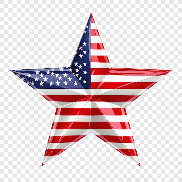 PSD Американский флаг в форме звезды икона изолирована на прозрачном фоне psd