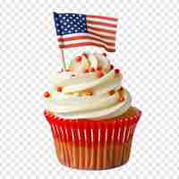 PSD american flag toothpick on cupcake isolate on transparency background psd