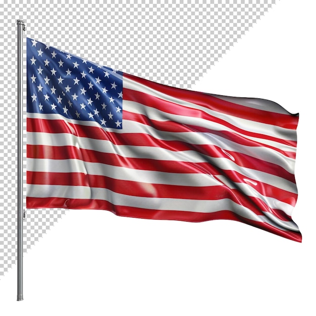 American flag on transparent background