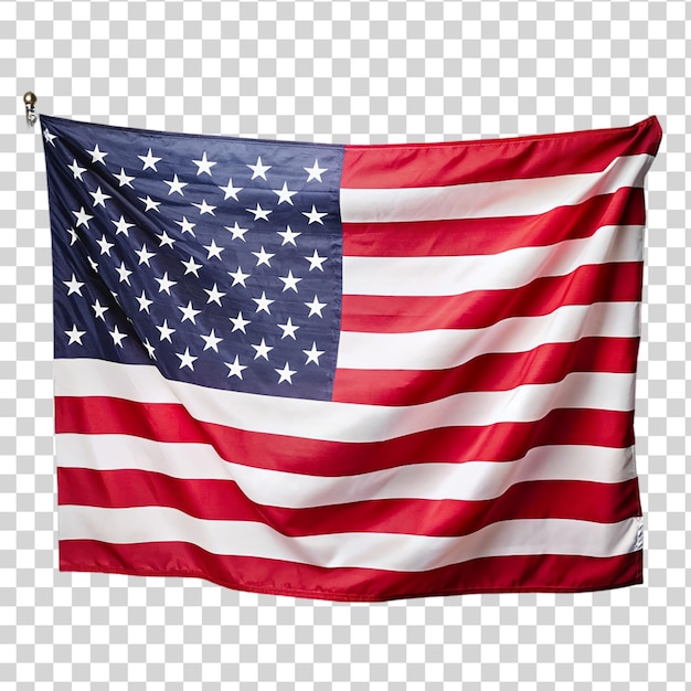 PSD bandiera americana sventolata nel vento isolata su uno sfondo trasparente